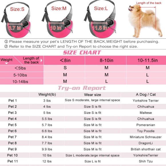 YUDODO Pet Sling Carrier Breathable Mesh Travel Safe Sling Bag Carrier Sz L PINK - Picture 3 of 8